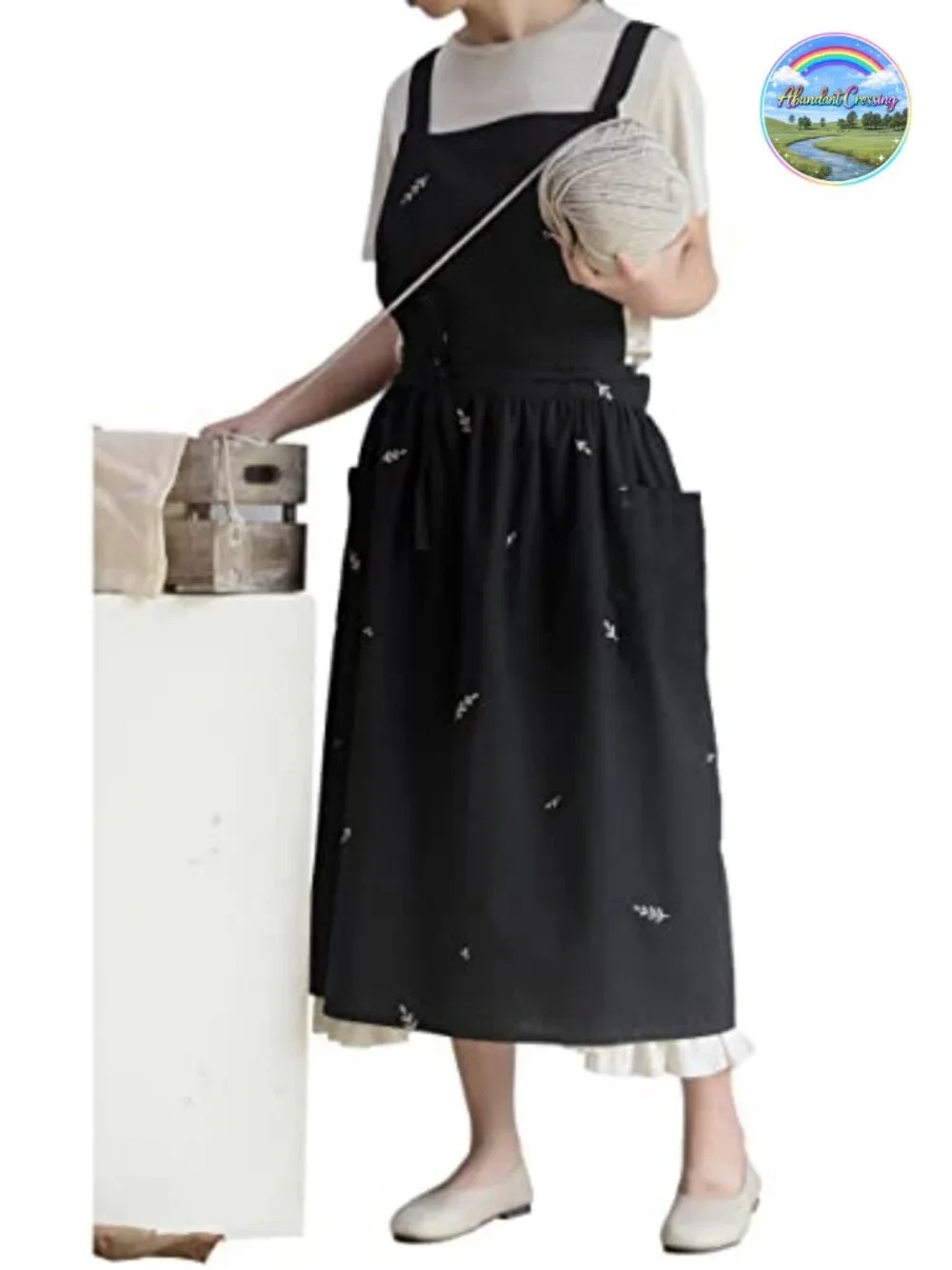 Cotton Pleated Apron Waterproof Garden Kitchen Smock Pinafore